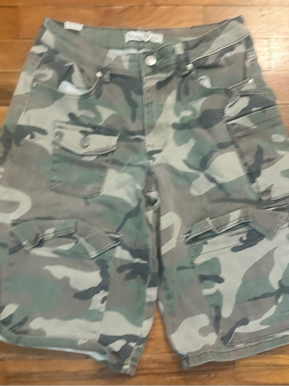Camo Cargo Shorts - Green Woodland Print